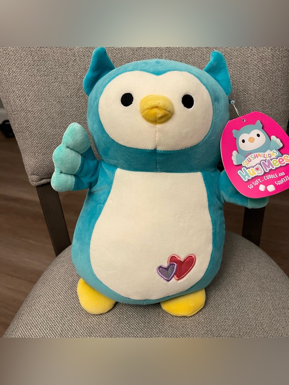 NWT Squishmallows Dax Hug Mees Turquoise Owl Plush Kellytoy 12”